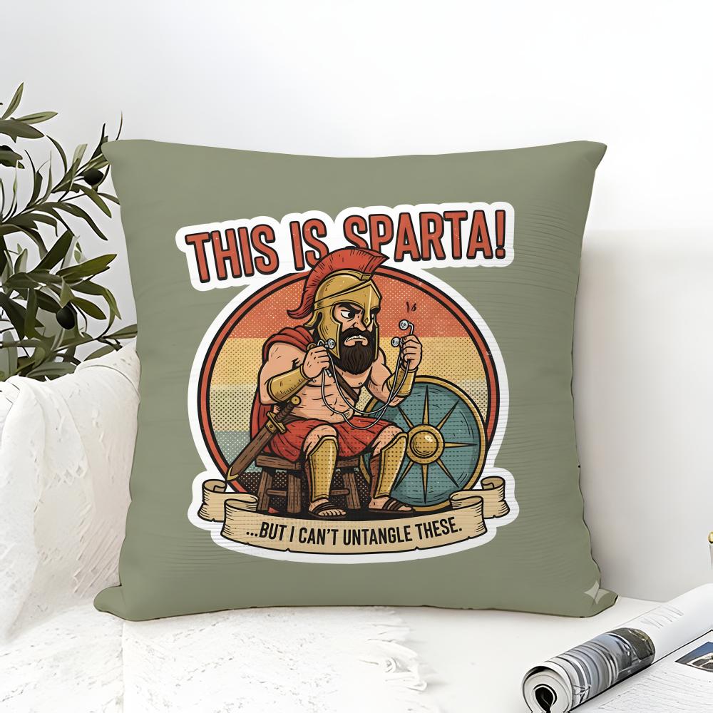 Cute Cartoon Warriors Brave Spartans 2 Pillow Case Linen Pillow Case Sofa Home Decor Cushion Cover Cushion Cove