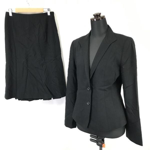 Talbots Two-Piece Suit Women's M Black Made in Japan Skirt Jacket Set(USED)