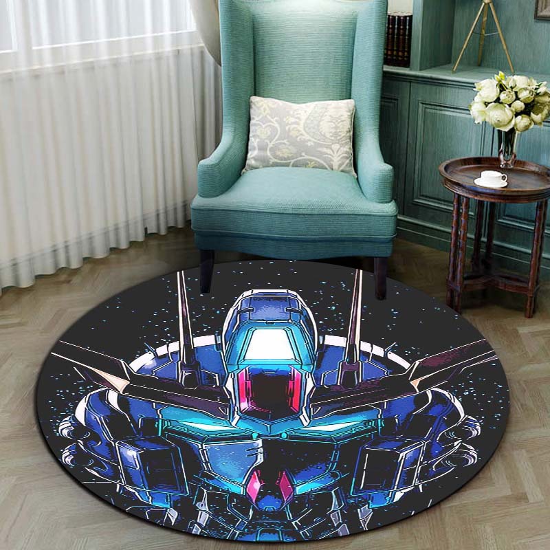 Mobile Suit Gundam Cartoon Round Rug Can Be Used To Decorate Living Rooms, Bedrooms, Sofas, and Game Rooms; Non-slip Rug.66