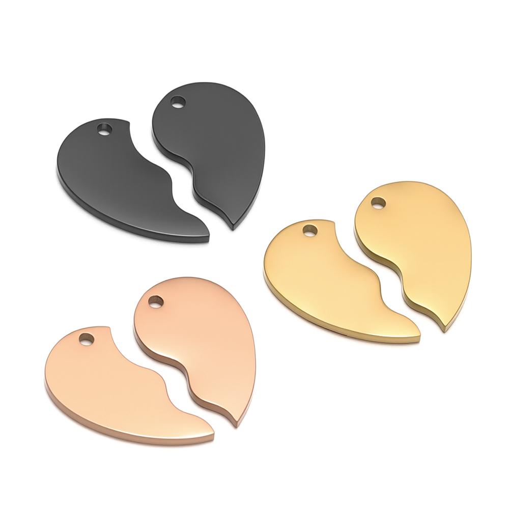 2Pcs/Set Stainless Steel Broken Heart Charms DIY Jewelry Earrings Making Fashion Couple Necklace Pendant Bracelet Lover Findings