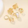 Chunky Gold Rings for Women Non Tarnish Statement Flower Ring Baroque Pearl Stackable Rings Set 6Pcs Chunky Jewelry