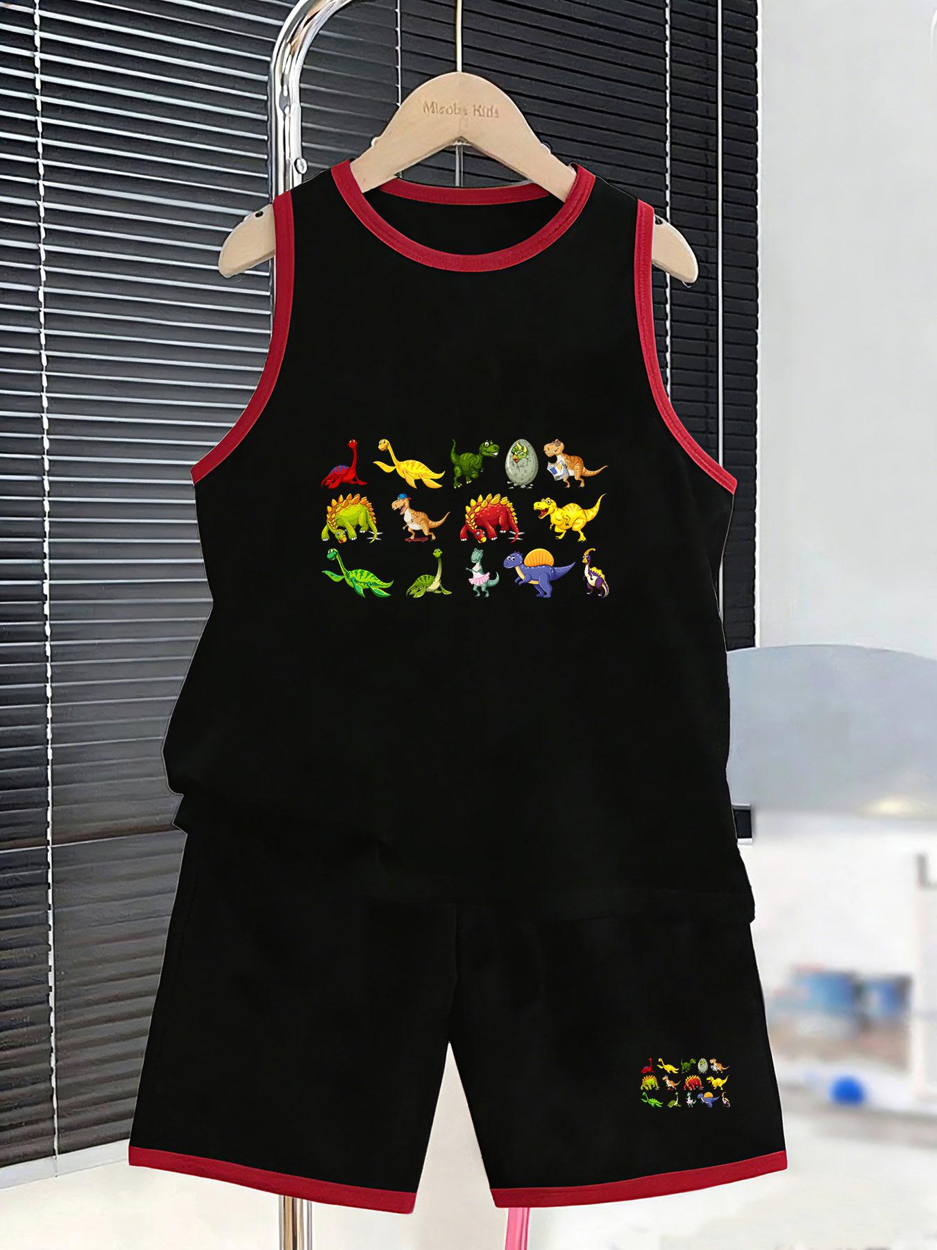 

Boys adorable dinosaur family cartoon set. Cute prehistoric print, soft breathable material for kids daily play and school wear. 2-3Y чёрный