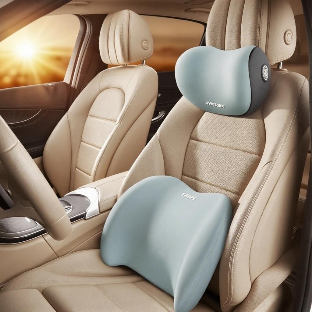 Blå Bil Minneskum Nakkestøtte Og Lendenpute Tretthetslindring Lendenstøttepute Komfortabel Kjøring Nakke Beskyttelse Stol Lendenstøtte