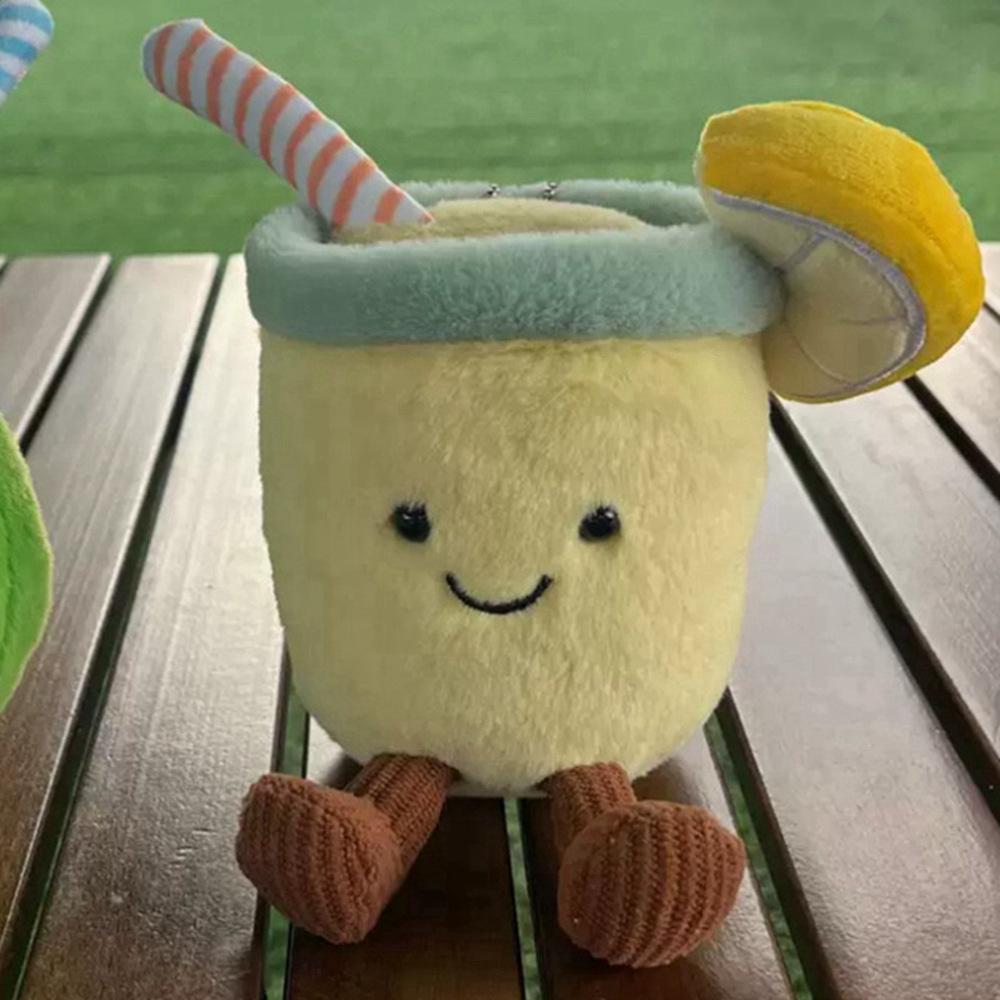 

New Summer Cute Lemonade Milk Tea Cup Doll Pendant Fun Coconut Juice Doll Plush Toy Rag Doll Lemon