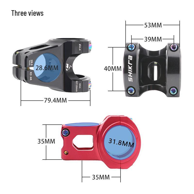 SHIKRA Aluminum Alloy MTB CNC 0° Off-Road Downhill Short Stem 31.8x35mm