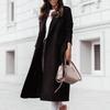 Women Oversize Coat Solid Color Belt Autumn Winter Turndown Collar Split Hem Long Coat for Office