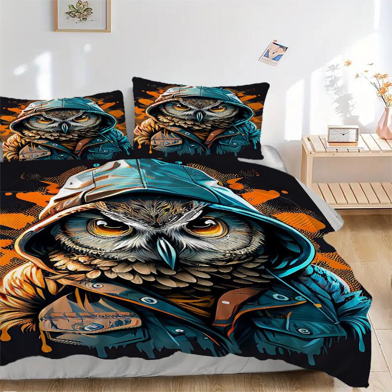 

Набор из 3 предметов: Пододеяльник с принтом совы и 2 наволочки - Включает 1 пододеяльник и 2 наволочки, без одеяла, для любого сезона, домашний декор yy251111126 135x200cm