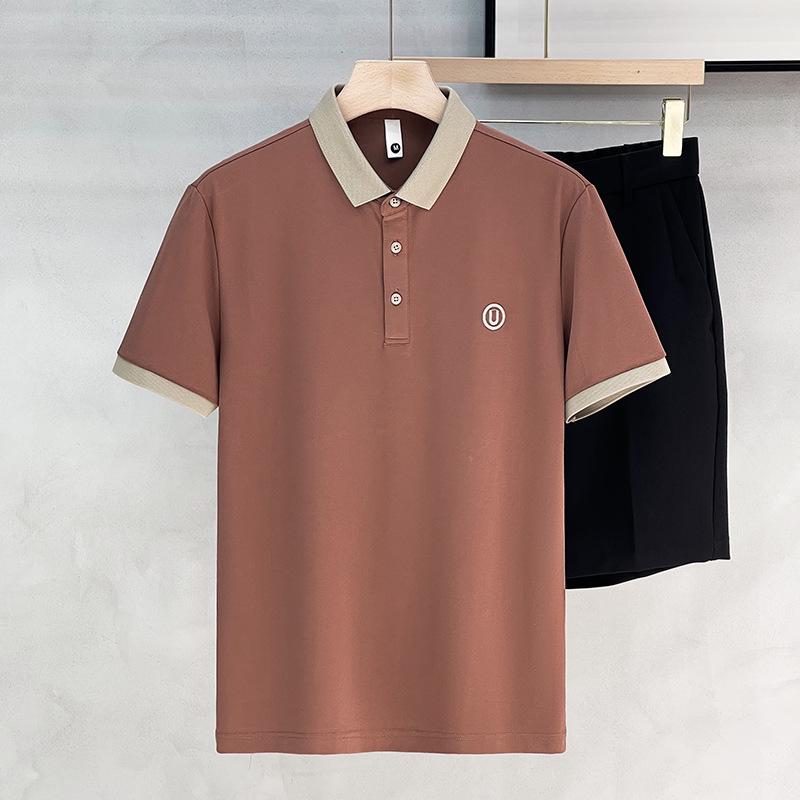 Men's Short Sleeve Slim-Fit Polo Shirt - Trendy Korean & British Style with Lapel