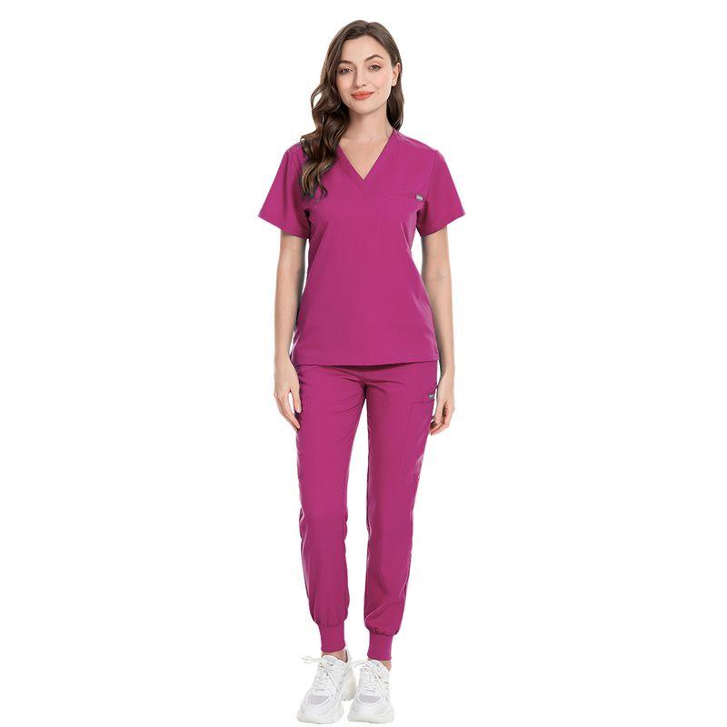 

Men s and Women s Same Style Plaid Loose Hand Washing Suit Operating Room Doctor Nurse Work Clothes Elastic Quick-Drying High Quality Uniform 42031 Rose Red M