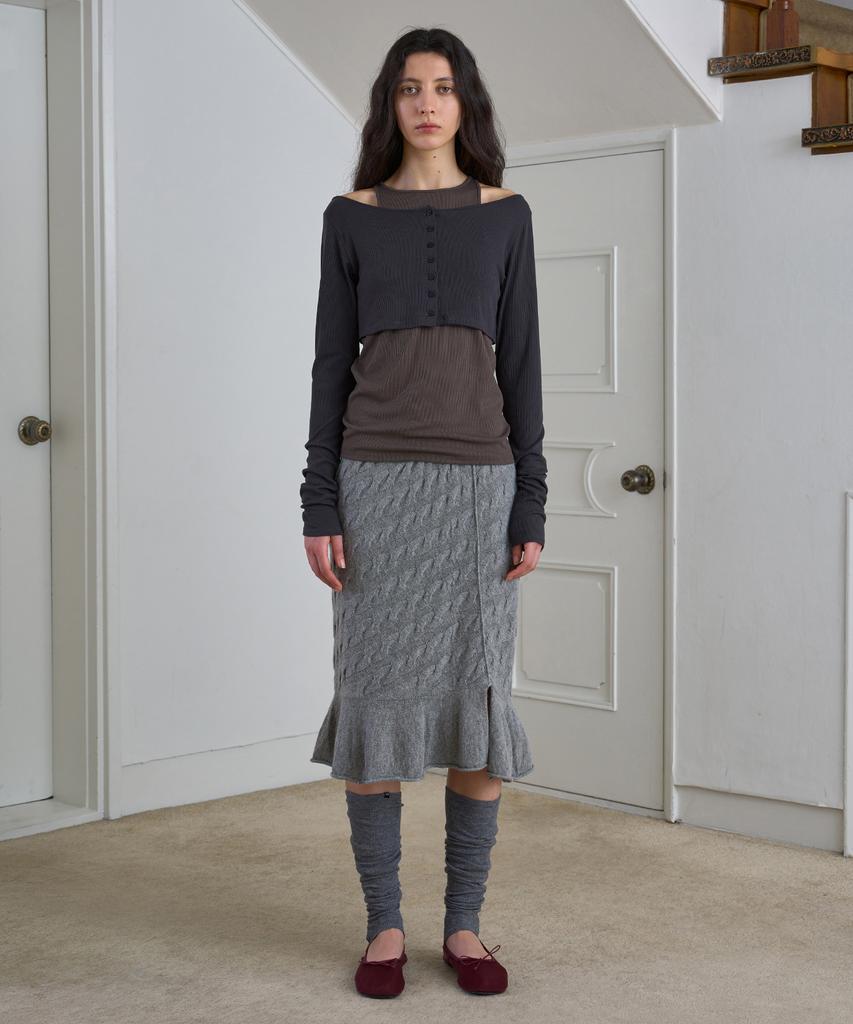 Simeteuligpeosenteu Halter Layered Cardigan / Charcoal