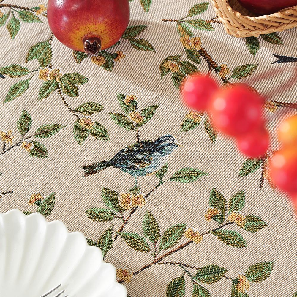 Retro Romantic Jacquard Tablecloth: Rectangular, Pastoral Oil Painting Design for Dining and Coffee Tables. In Stock.