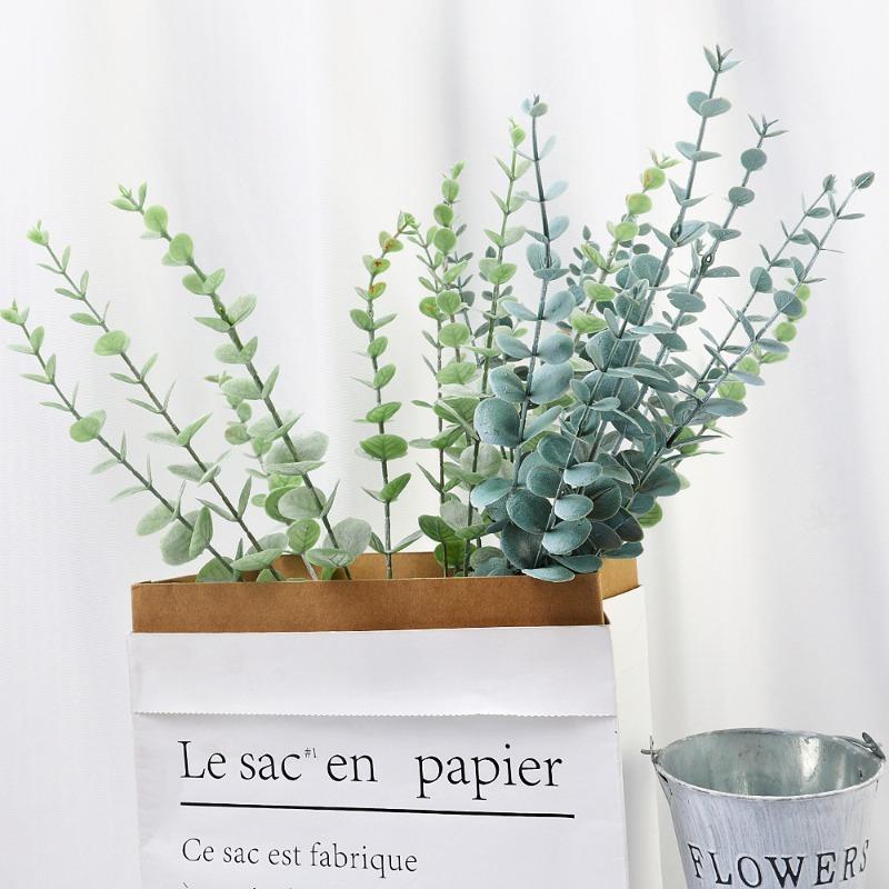 12/10 BUC Mănunchi Ramură Frunze Eucalipt Plante Artificiale din Plastic Frunze Tulpini Verzi Nuntă Faux Flori Artificiale Decor Tort DIY