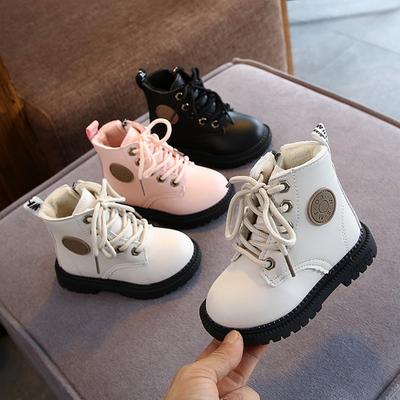 Kinderschuhe für Jungen PU Leder Mädchen Kinder Martin Stiefel Plus Samt Herbst Winter Kleinkind Baby Weiche Sohle Kurze Stiefel