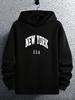 New York Graphic Hoodie - Heavyweight 100% Polyester Knit Sweatshirt