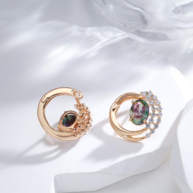 New  Rose Gold Color Drop Earrings For Women Unusual Colourful Natural Zircon Flower Earrings Fashion Vintage Jewelry