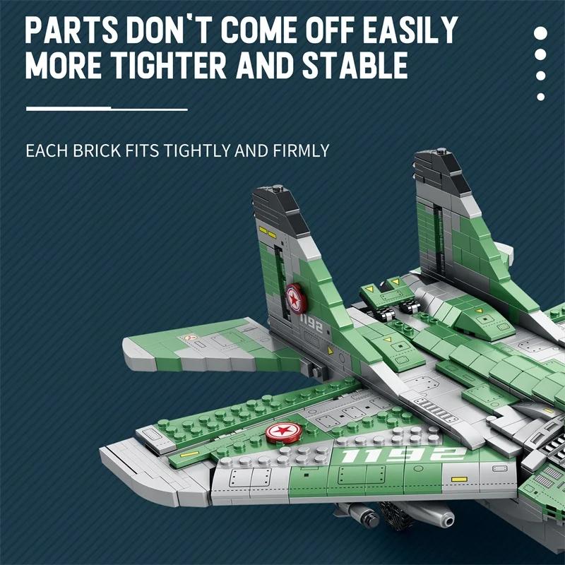 1837PCS MIG-29 Jet Fighter Building Blocks Diy Military Fighter Model Assembly Bricks Desktop Decoration Holiday Gifts Kids Toys