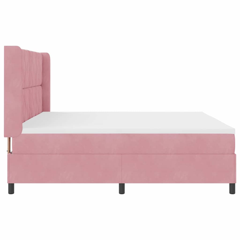 Box Spring Bed with Headboard Pink 200 X 200 Cm Velvet