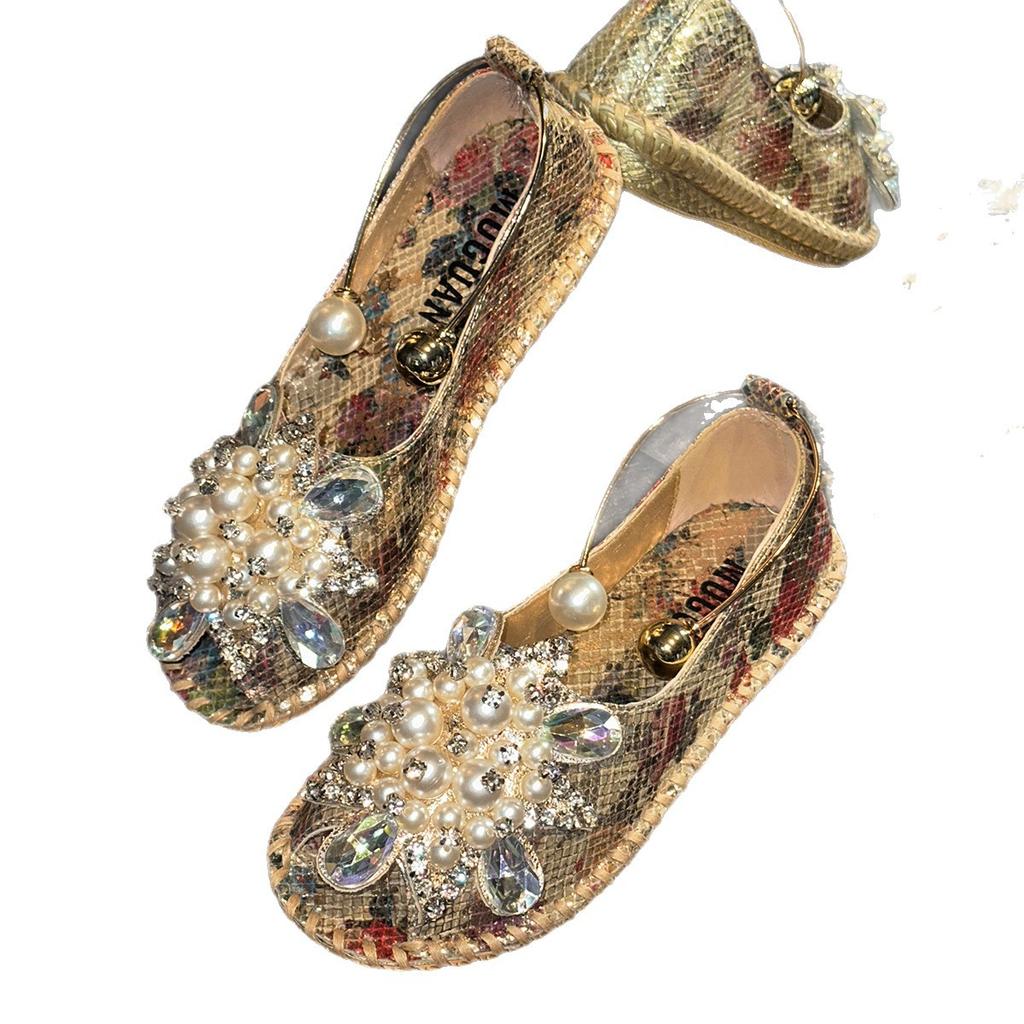 Women's Summer Beach Sandals With Rhinestone Sparkly Comfort Walking Shoes for Dressy Ankle Strap Open Toe Slip-On Casual Flats Sandals for Women