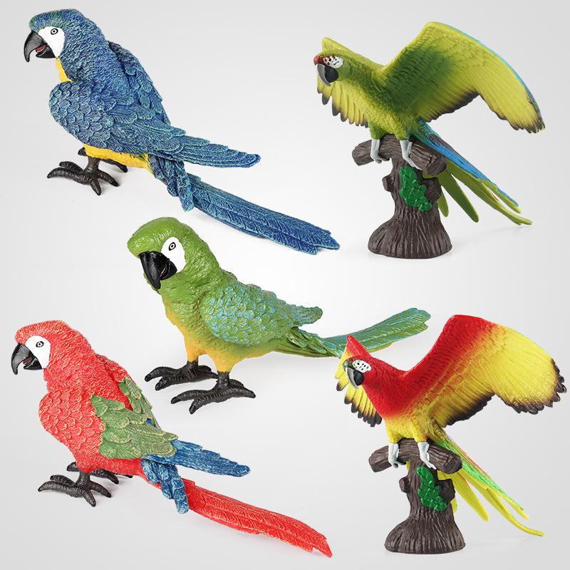 Wild Animal Simulation: Flying Parrot & Peacock Model Toy Ornament for Kids