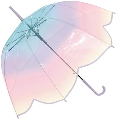 CRUX Long Umbrella 60cm Vinyl Umbrella One Touch Jump Umbrella Umbrella Transparent Umbrella Flower Shape Stylish Large Multicolor Milky Tone Flower