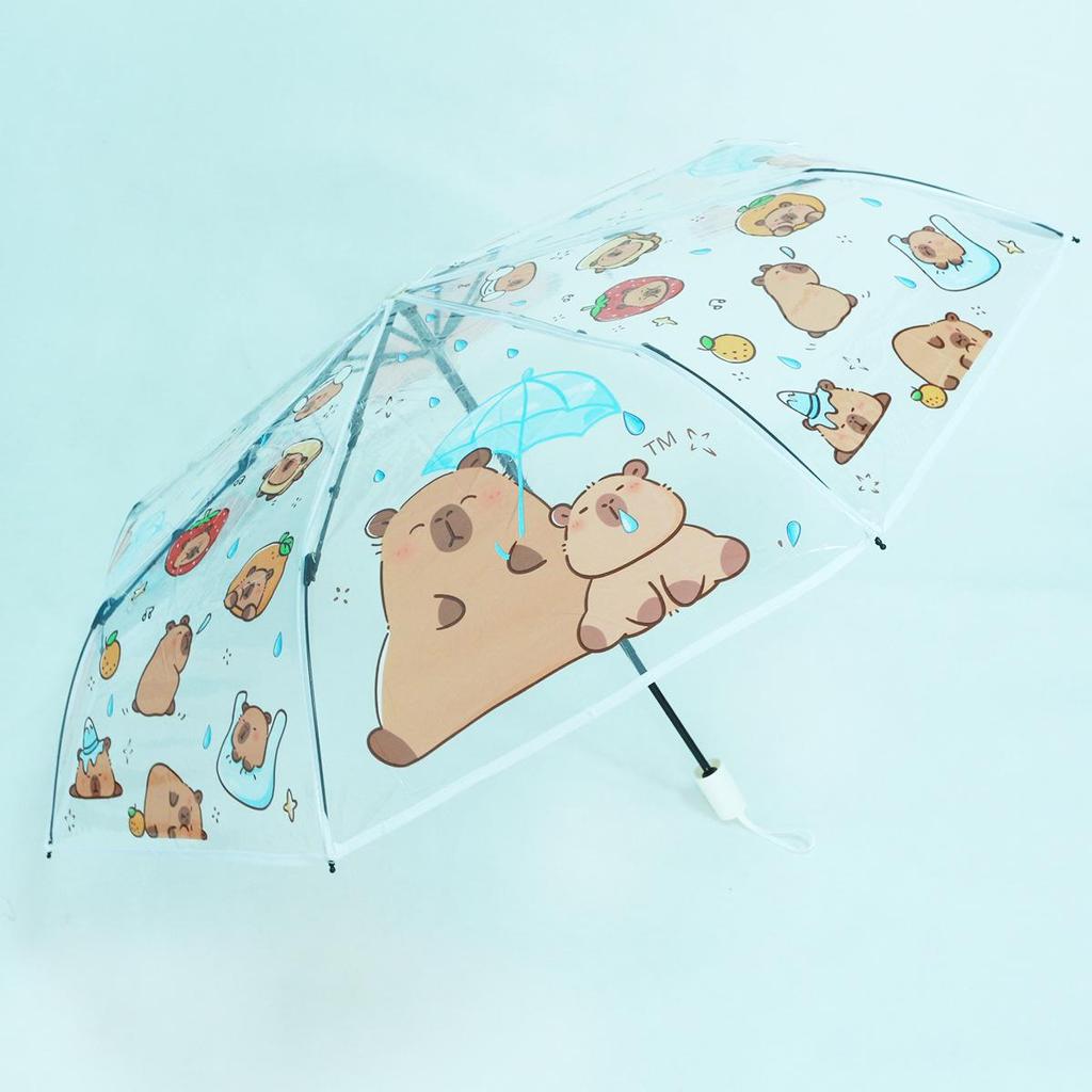 Dual-Use Automatic Transparent POE Umbrella - Xiaohongshu Style with Cats and Dogs Design