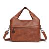 Retro Large Capacity Shoulder Bag Solid Color Messenger Bag PU Commuter Bag