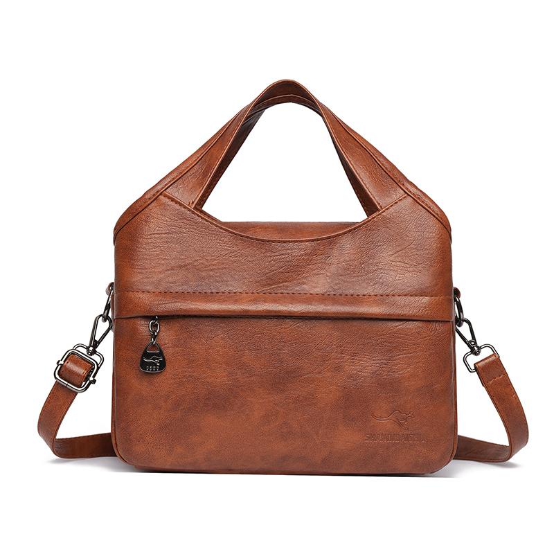 Retro Large Capacity Shoulder Bag Solid Color Messenger Bag PU Commuter Bag