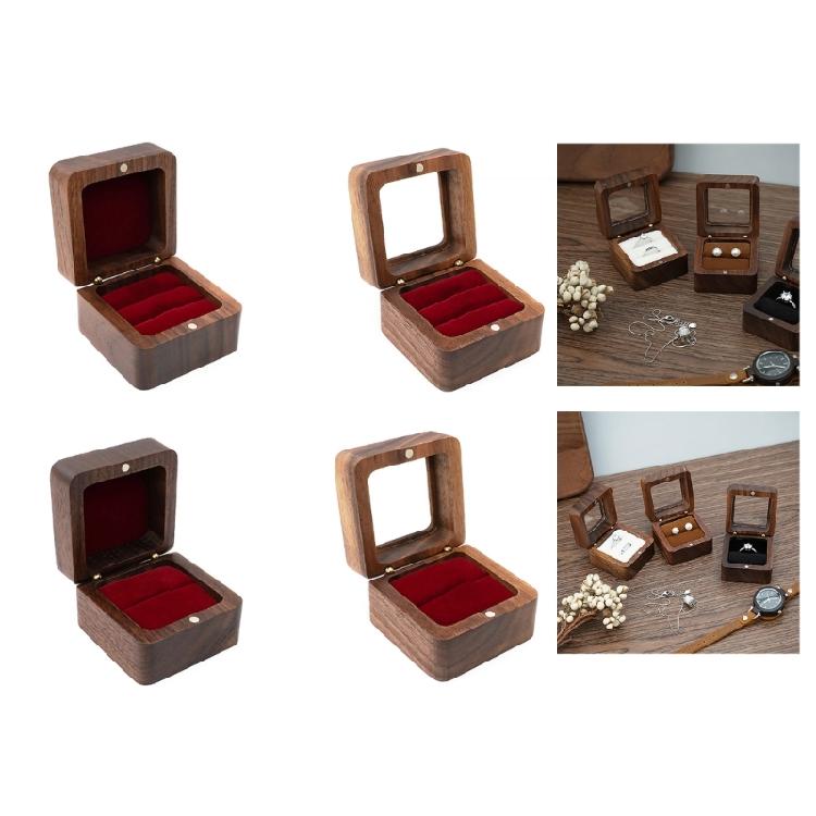 Compact Wood Rings Box Sturdy Rings Case for Engagement Portable Wood Ring Box for Wedding and Proposal Keepsakes