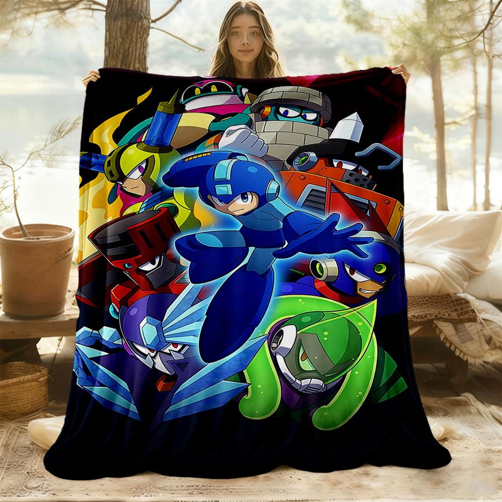 1PC Mega Man, Robotics Outdoor Blanket Lightweight Flannel, Soft & Warm, All-Season Use for Sofa, Outdoor, Camping, Living Room, Office19
