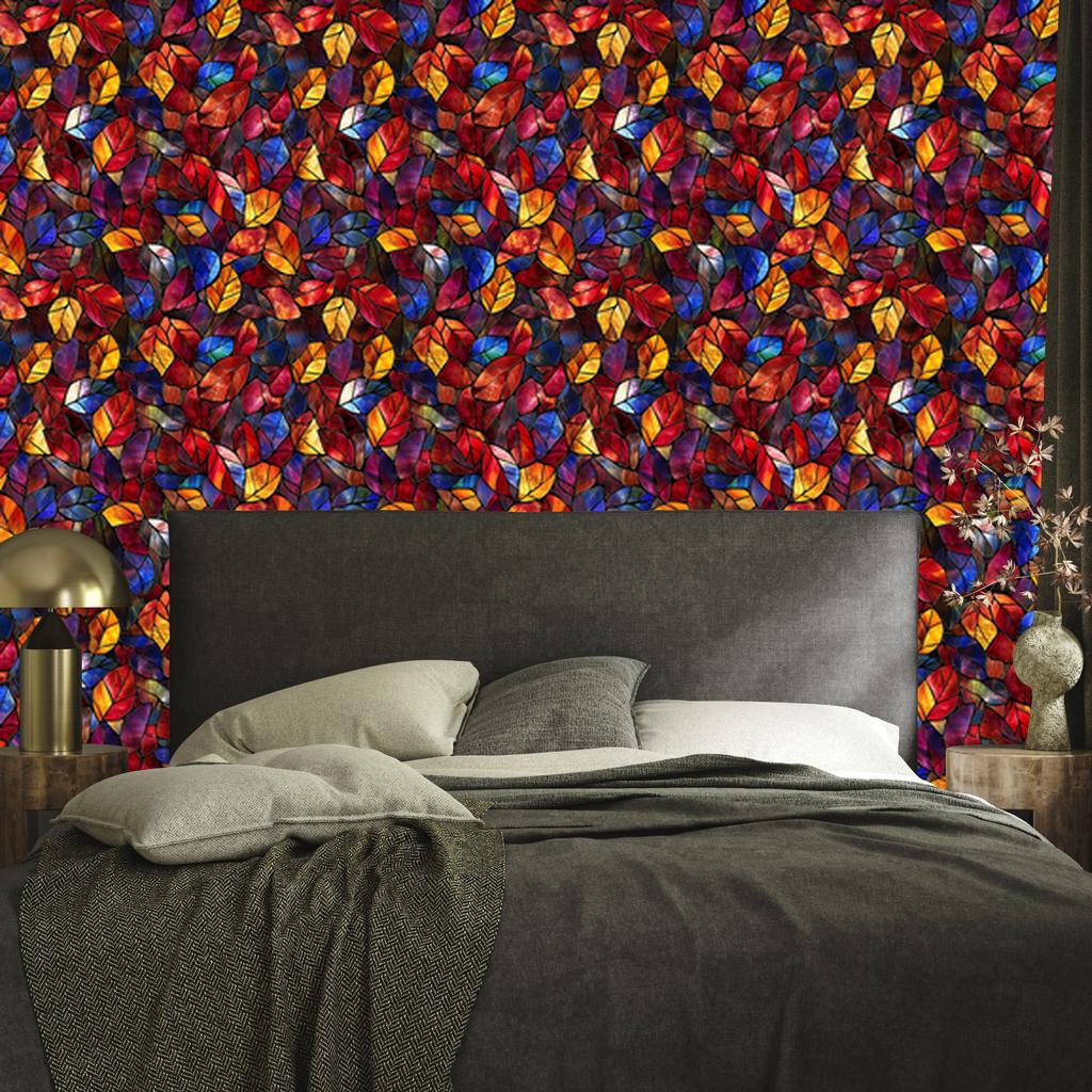 Burgundy and red stained glass wallpaper for living room and bedroom 50x1000