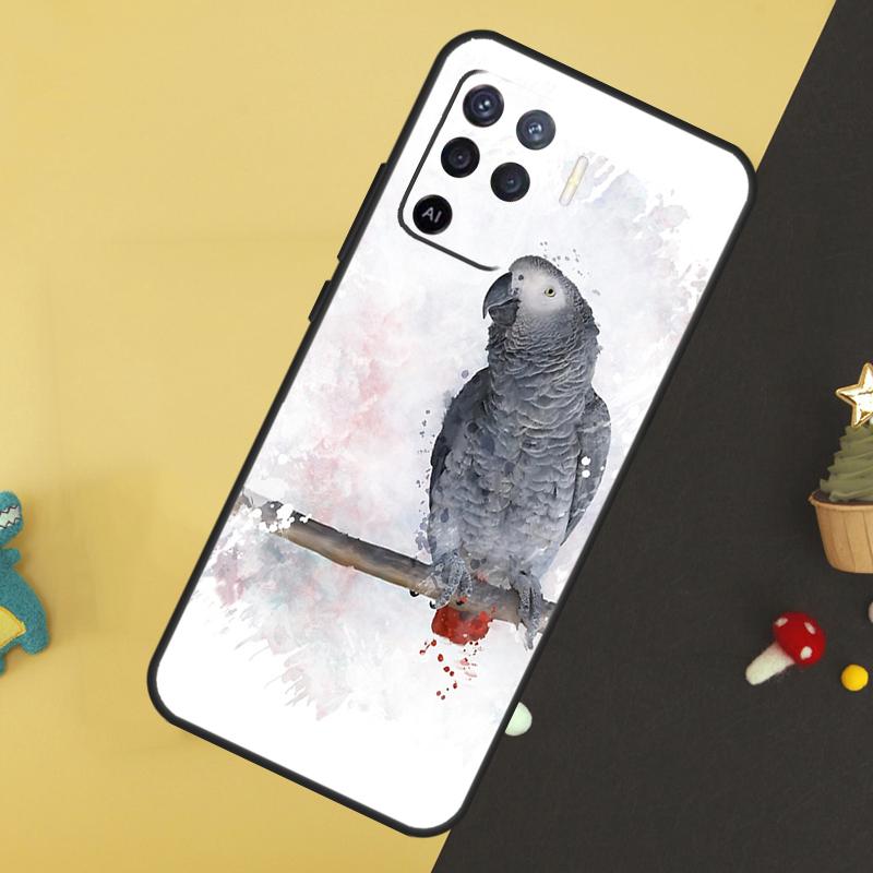 African Grey Parrot For OPPO A78 A98 A58 A54 A74 A94 A76 A96 A5 A9 A52 A72 A77 A79 A53S A57S A15 A16 A17 Case