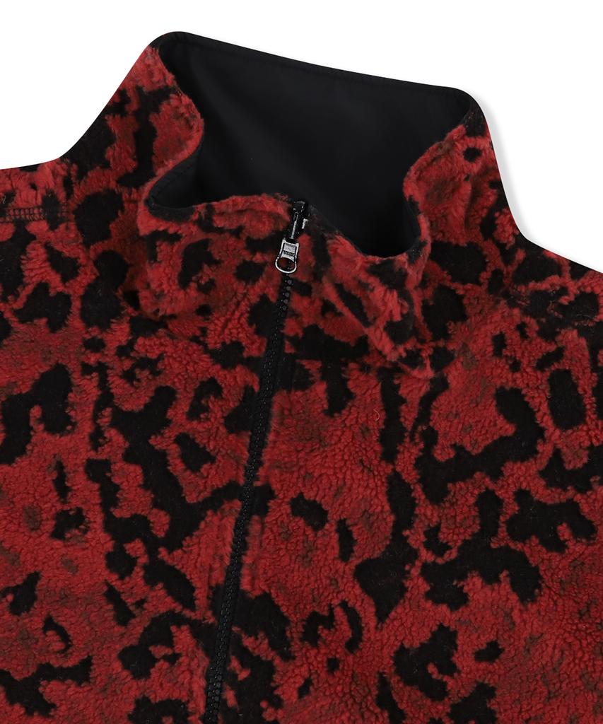 Yeseyesee Reversible Leopard Fleece Jacket Red