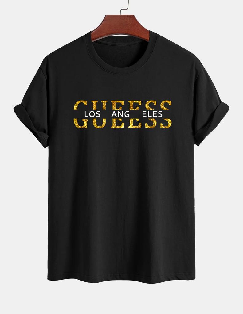 Women's T-shirt 100% Pure Cotton Summer Casual Loose Fashion GUESS Los Angeles Letter Printed Round Neck Short Sleeved T-shirt