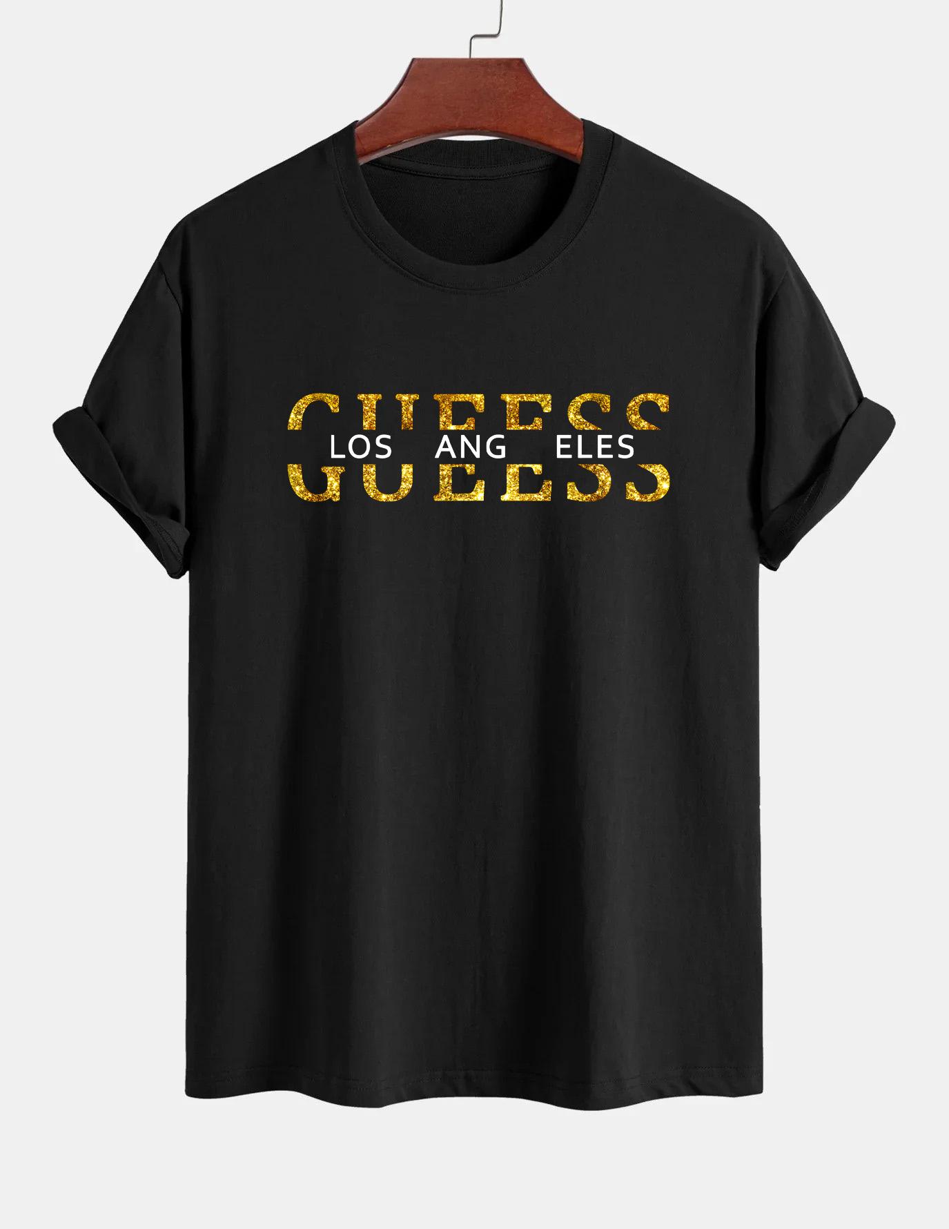 

Женская футболка 100% чистый хлопок летняя повседневная свободная модная футболка GUESS Los Angeles с принтом букв, круглым вырезом и короткими рукавами S