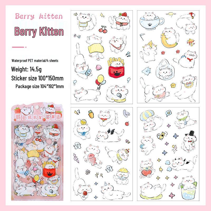 Yuezhen Cute Kitten Cartoon Die-Cut Journal Stickers for Children