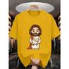 European sizes Cute Sheep Cartoon Character Print Pattern, Comfortable for Outdoor Sports and Indoor Daily Casual Wear, Boys' Fashion T-Shirt