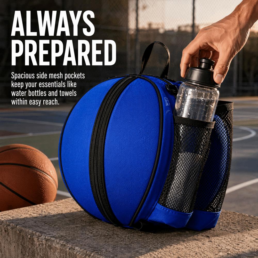 Round Sports Ball Carrier Double Mesh Pockets Ball Storage Bag Basketball Bag Outdoor Sports