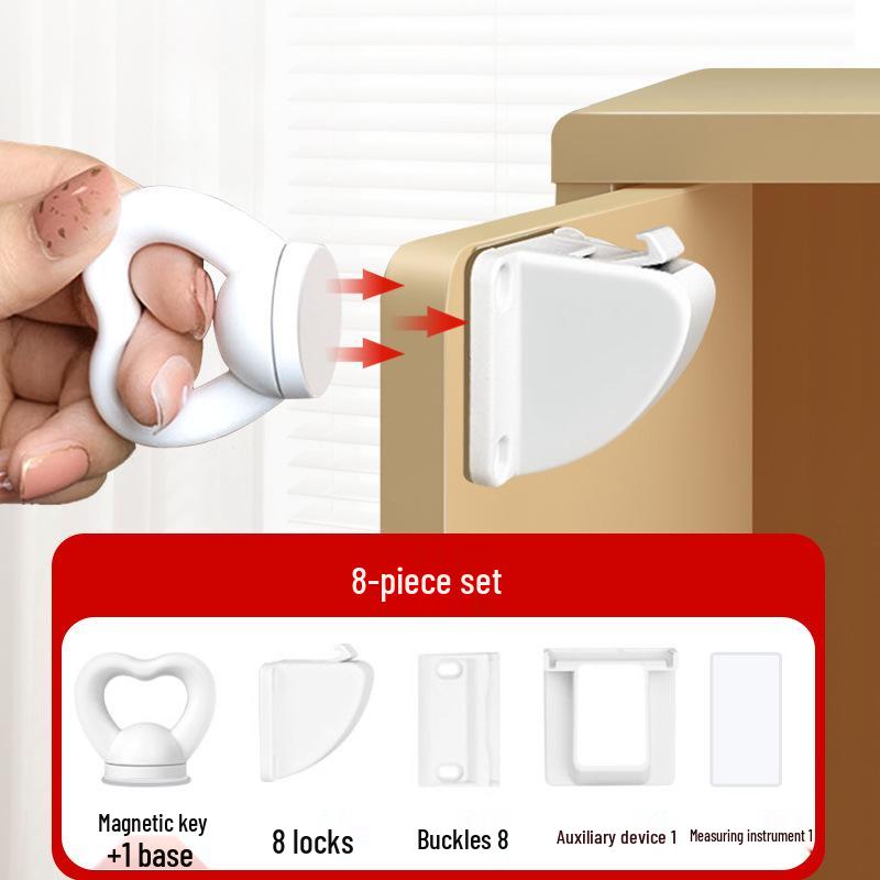Multifunctional Invisible Magnetic Child Safety Lock for Drawers and Cabinets