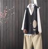 Autumn Winter Women's Loose Knitted Vest Sleeveless Vest Literary Color-block V-neck Pullover Knit Waistcoat