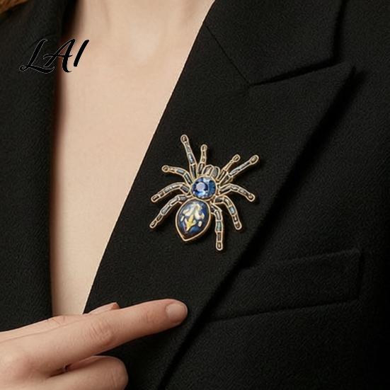 Punk Rock Style Accessories Gothic Spider Brooch Pin Colorful Rhinestones Decor Retro Creative Niche Jewelry Gifts Alloy Decorative Lapel