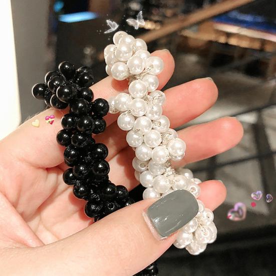 Fashion Women Girls Faux Pearl Ponytail Holder Hair Tie Ring Rope Accessory