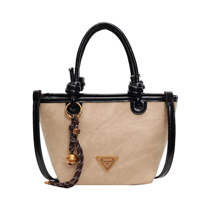 2025 New Design Niche Popular Contrast Color Plaid Portable Bucket Small Bag Women's Versatile Casual Foreign Style Messenger Bag