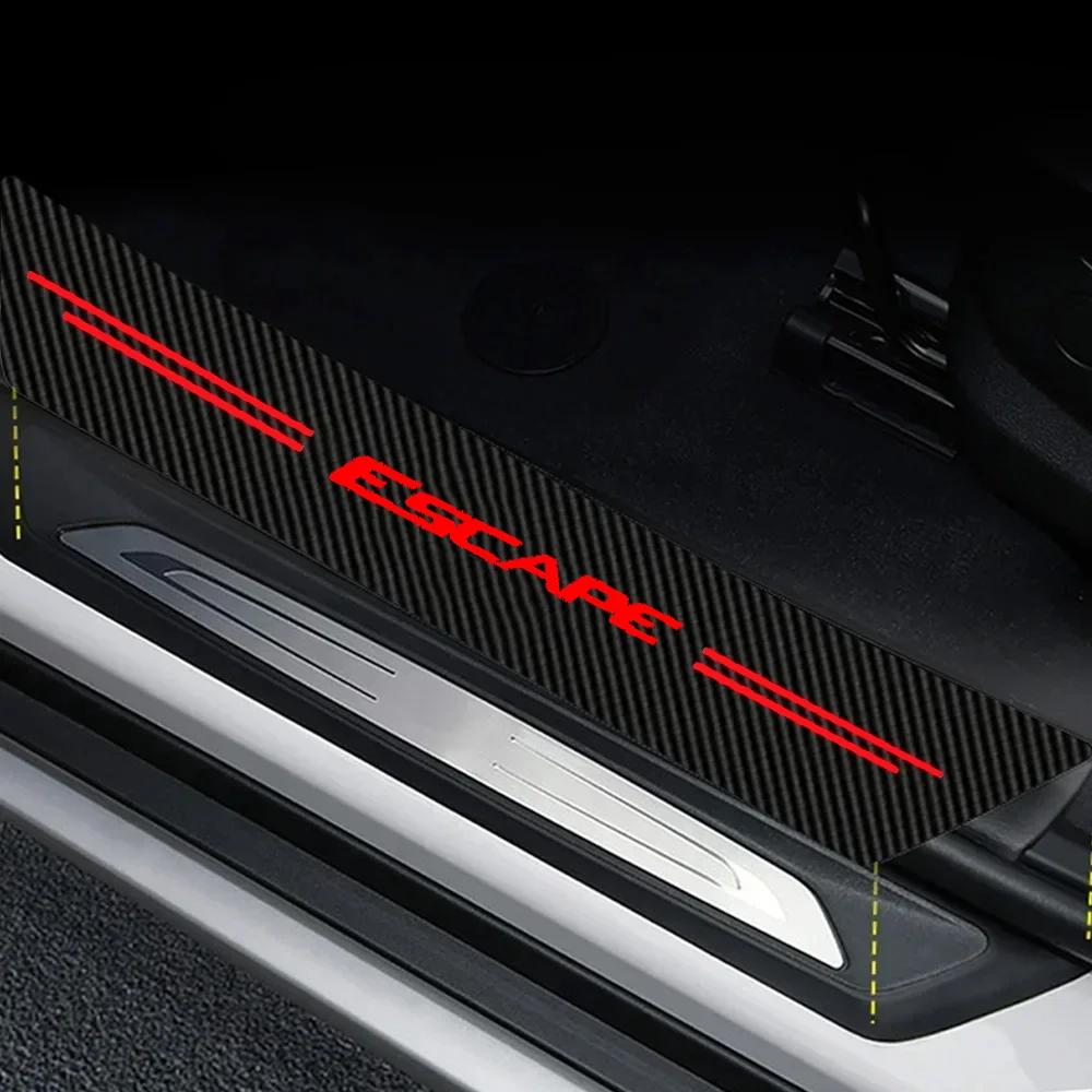 VOPL3 Car Rear Bumper Guard Protector Sticker For Ford ESCAPE Emblem Carbon Fiber Front Door Sill Threshold Cover Auto Accessories