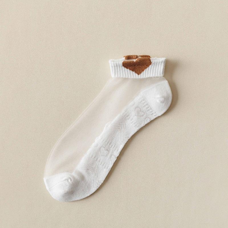 

Summer Lightweight Breathable Women s Socks - Cute Cartoon Cotton-soled Short Socks with Mesh Fabric and Glass Fiber Boat-shaped Design 1 pair