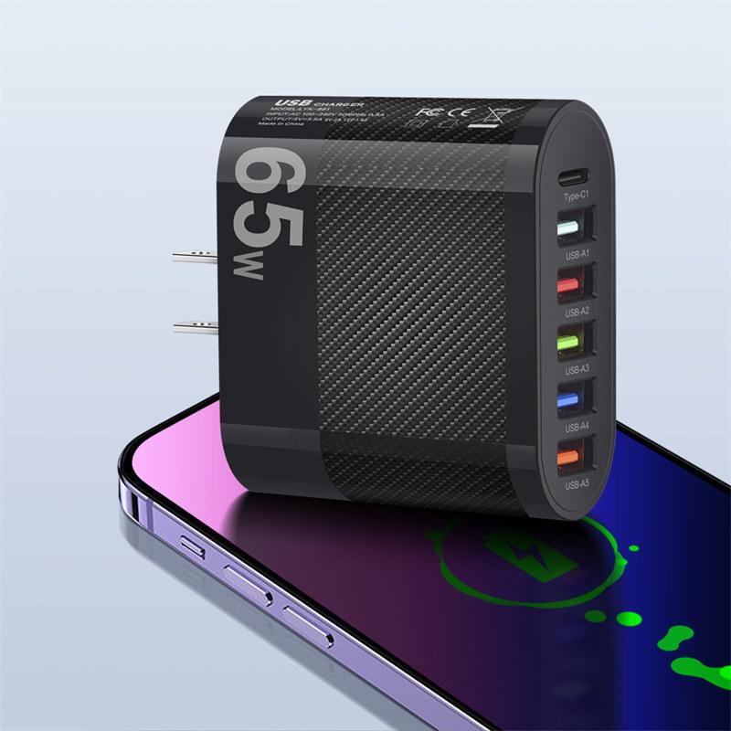 Adattatore di ricarica USB PD da 3,1 A a 5 porte per Xiaomi iPhone 13 Samsung Caricabatterie da muro QC 3.0 per telefono cellulare
