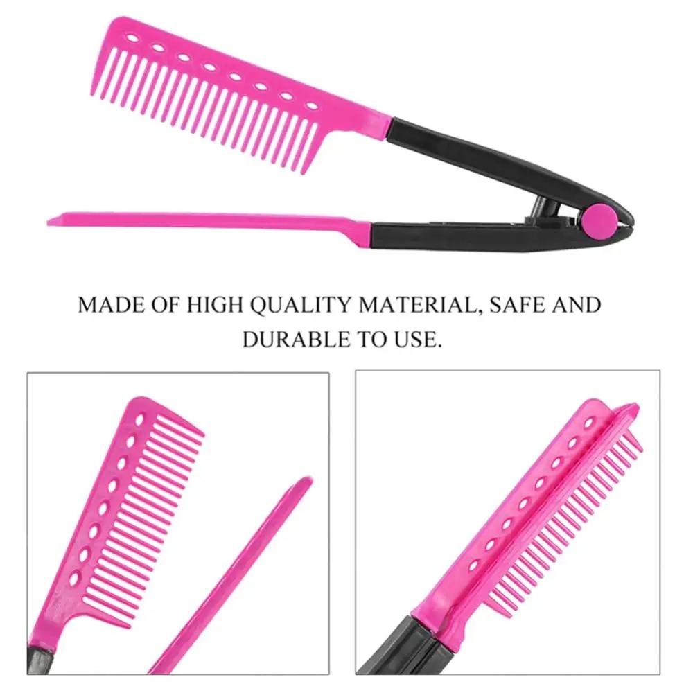 1pcs Folding V Type Hair Straightener Brush Hairdress Tool Hairdressing Combs Natural Hair Styling Curling Comb Hair