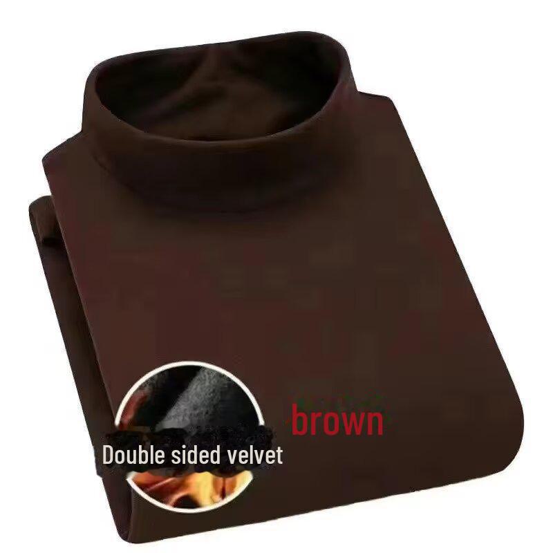 

Мужская водолазка с длинными рукавами из немецкого бархата — облегающая, двухсторонняя, осенне-зимний топ 5XL кофейный