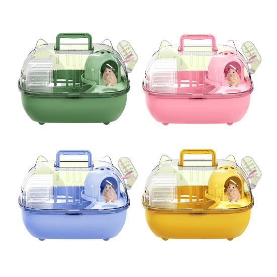 Travel Hamster Cage Small Pet Carrier with Transparent Viewing Dome Pet Crate with Ventilation Slots for Vet Trips Picnics Mice Gerbils Reptiles