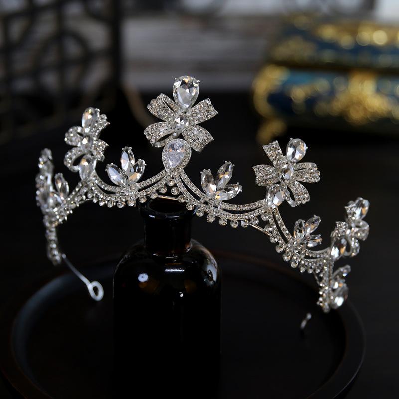 Korean Style Simple Bow New Style Luxurious and Elegant Bride Wedding Crown Headdress Crown Tiara Hair Accessories