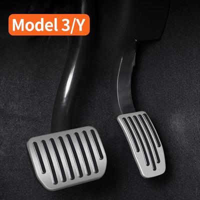 Futhope Auto Fußpedalauflagen Abdeckungen Für Tesla Model 3 Y Highland 2025-2025 Litschi-Muster Anti-Rutsch Gas Bremse Ruhepedal